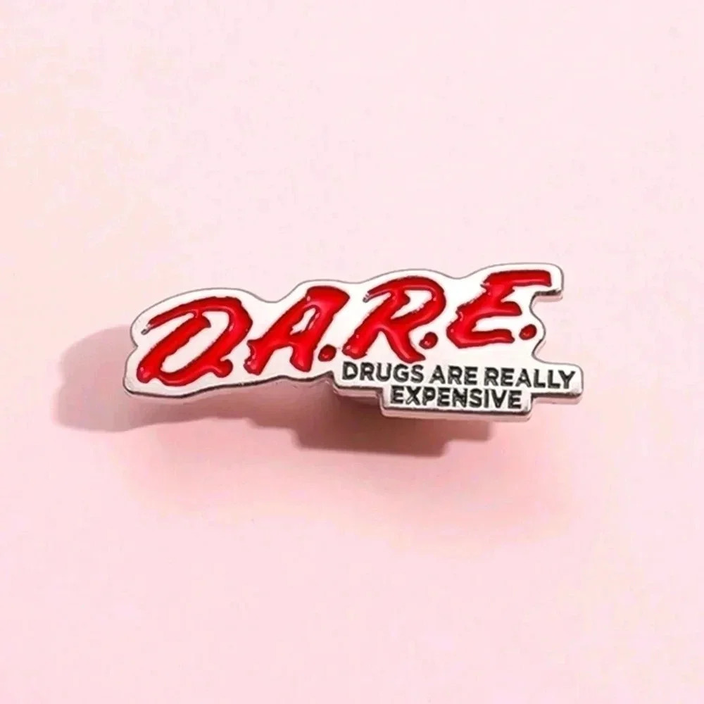 DARE enamel pin brooch charm purse bag decor satchel funny women's mens expensiv